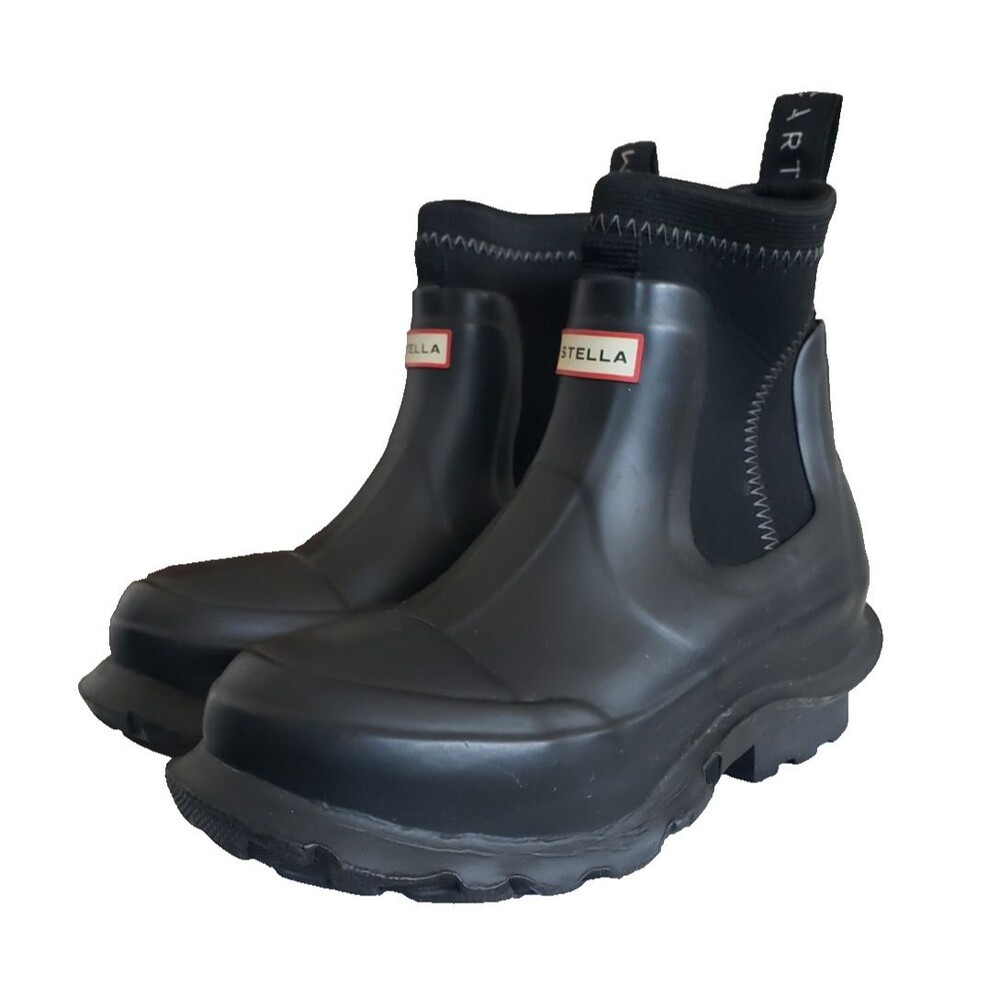 Stella Mccartney x Hunter Rain boots Size 7 black muck shoes wellington wellie
